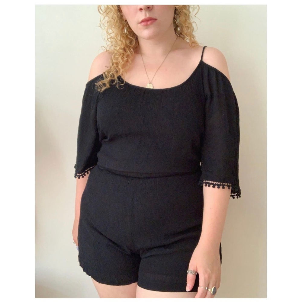 black cold shoulder romper